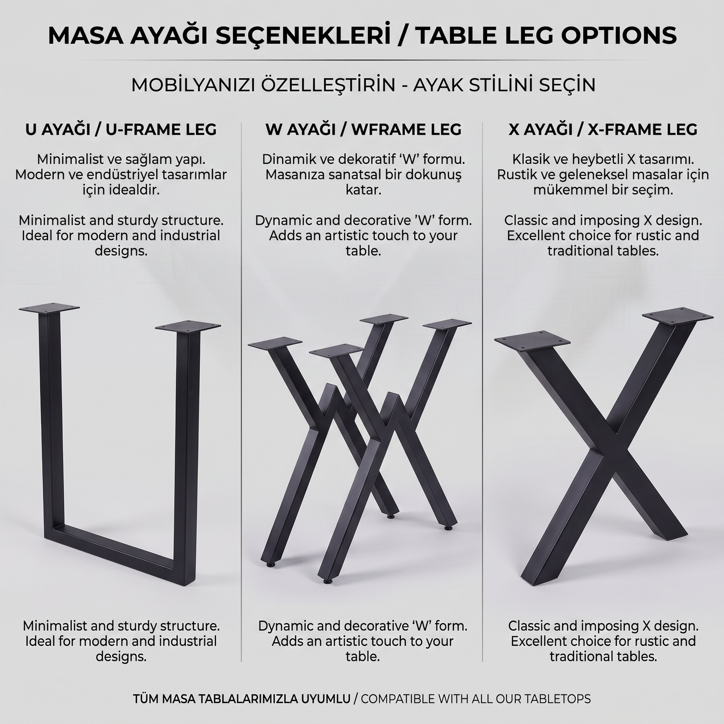 Ceviz Masif Kütük Yemek Masası (Siyah Metal X Ayaklı)