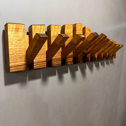 Masif Ahşap Katlanır Gizli Askılı Duvar Portmantosu - Live Edge Piano Rack