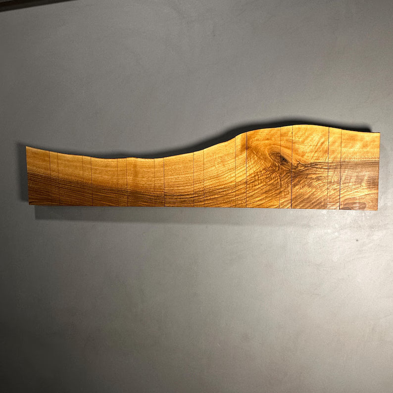 Masif Ahşap Katlanır Gizli Askılı Duvar Portmantosu - Live Edge Piano Rack