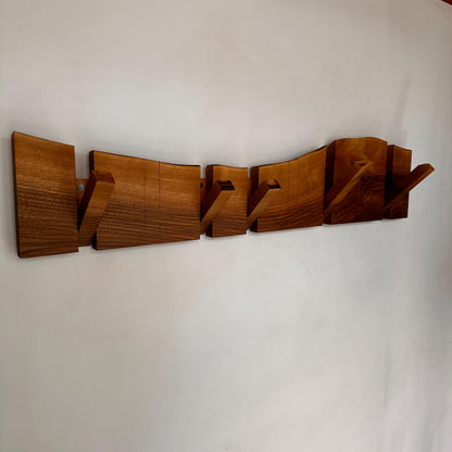 Masif Ahşap Katlanır Gizli Askılı Duvar Portmantosu - Live Edge Piano Rack
