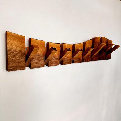 Masif Ahşap Katlanır Gizli Askılı Duvar Portmantosu - Live Edge Piano Rack